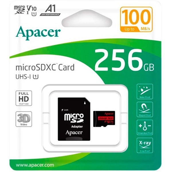 Карта памяти Apacer microSDXC AP256GMCSX10UB-R 256GB (с адаптером)