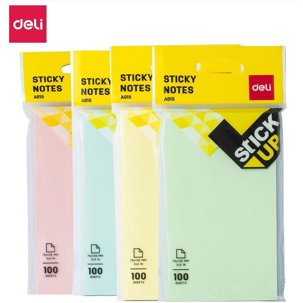 Блок самоклеящийся DELI A01502(100 листов, ассорти, пастель)