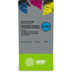 Картридж струйный Cactus CS-3YL81AE 912XL голубой (10.5мл) для HP OfficeJet 8012/8014/8015/8017;OfficeJet Pro 8022/8023/8024/8025 AIO