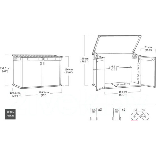 Шкаф уличный Keter Cortina Mega 255146 (графит)