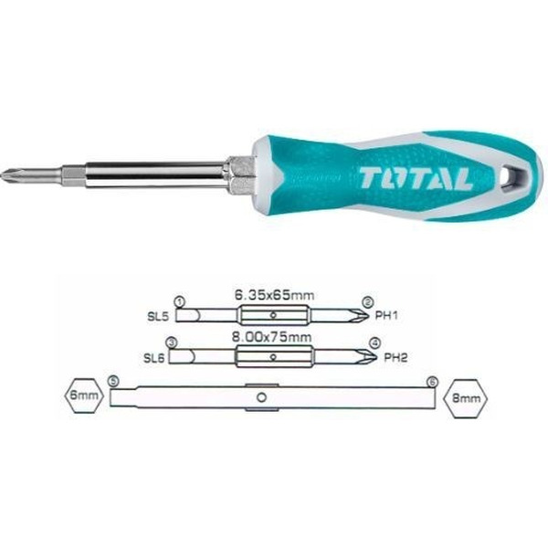 Отвертка 6 в 1 Total THT2506076