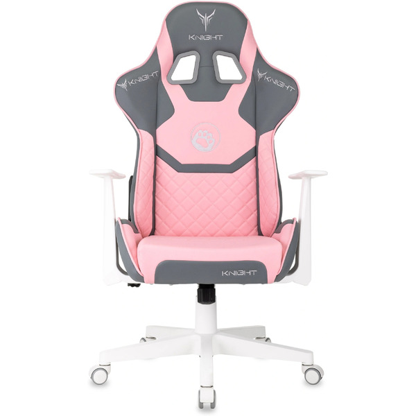 Кресло игровое Бюрократ Knight Catzy (экокожа, серый/розовый)