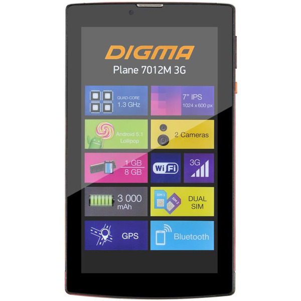 Планшет DIGMA Plane 7012M 8GB 3G красный (PS7082MG)