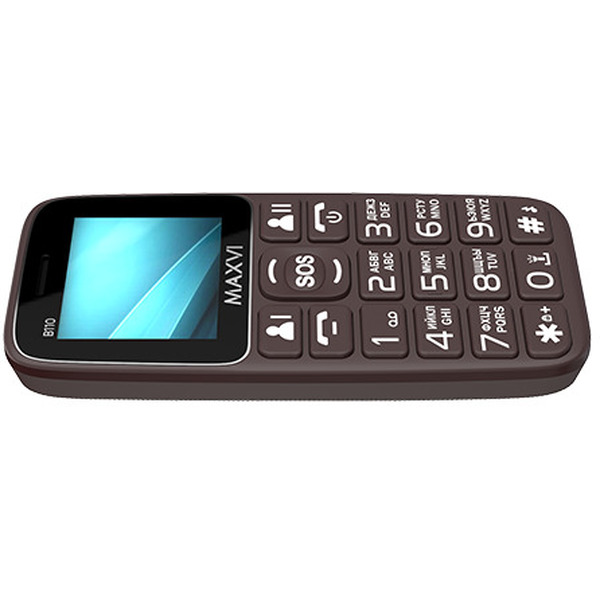 Кнопочный телефон Maxvi B110 + ЗУ WC-112 (коричневый)