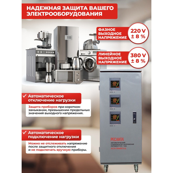 Стабилизатор напряжения Ресанта АСН-30000/3-Ц