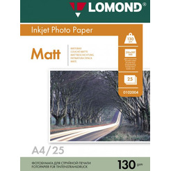 Фотобумага Lomond Матовая двухстороняя А4 130 г/кв.м. 25 листов (0102039)