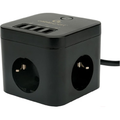 Сетевой фильтр Cablexpert CUBE-3-U4-B-1.5