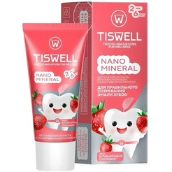 Зубная паста TISWELL Реминерализующая наногидроксиапатит Клубничный пломбир от 2-6 лет для детей, 60 г