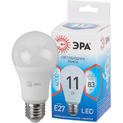 Лампа светодиодная ЭРА QX LED-11 Ват-A60-4000K-E27 (арт.A60-15W-840-E27) 10/100