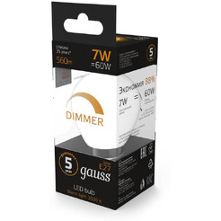 Светодиодная лампочка Gauss Globe-dim E27 7 Вт 3000 К 105102107-D