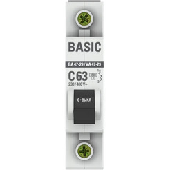 Выключатель автоматический EKF Basic ВА 47-29 1P 63А (C) 4,5кА