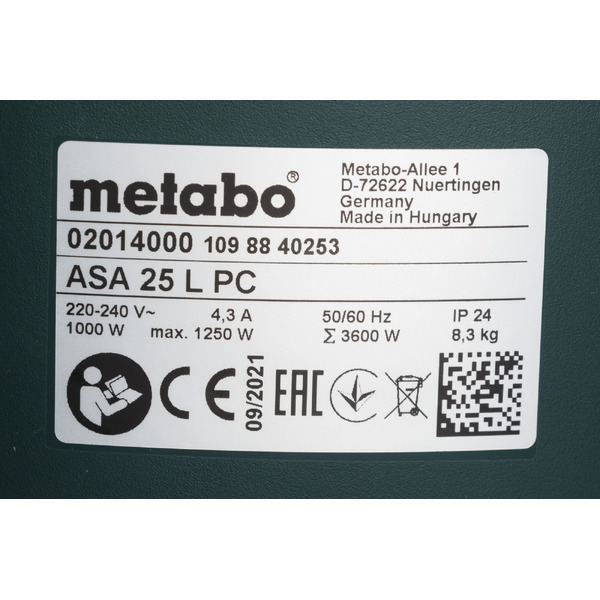 Пылесос Metabo ASA 25 L PC (602014000)