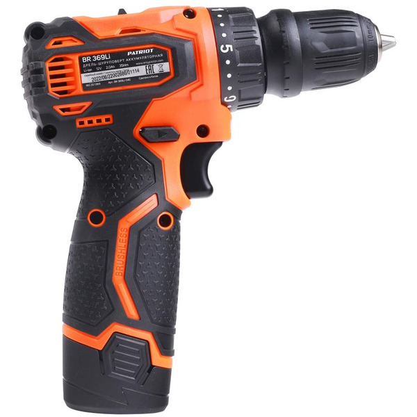 Дрель-шуруповерт PATRIOT BR 369Li (180201369) с 2-мя АКБ и ЗУ