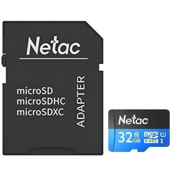 Карта памяти Netac P500 Standard 32GB NT02P500STN-032G-R (с адаптером)
