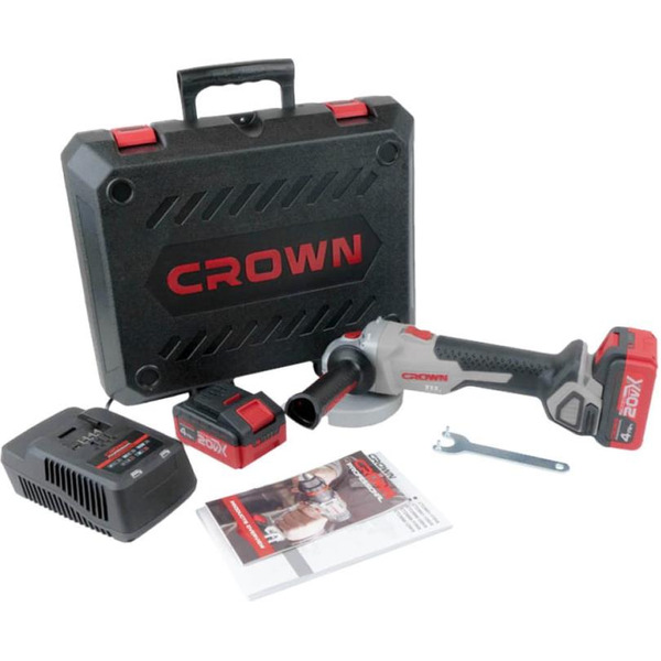 Угловая шлифмашина Crown CT23026-125HXS-4 BMC (с 2-мя АКБ)