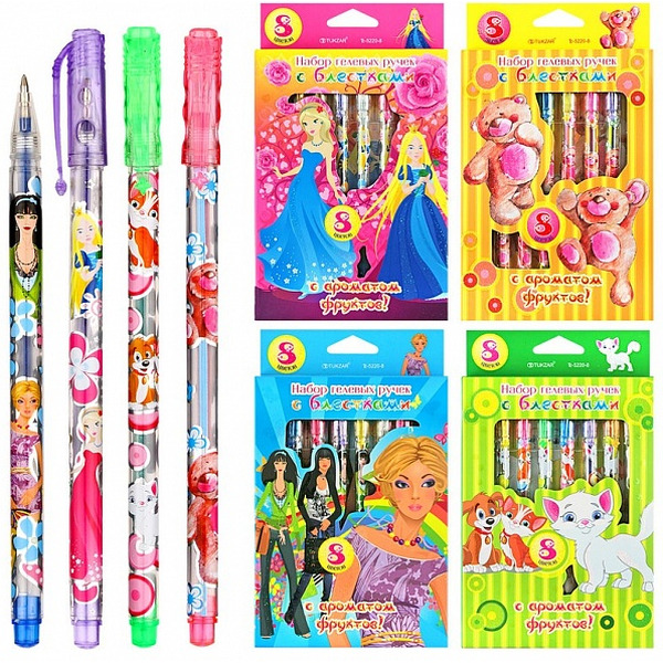Набор гелевых ручек, 8 цветов, с блестками, ароматизированные чернила, (Tukzar) арт. TZ 5220- 8