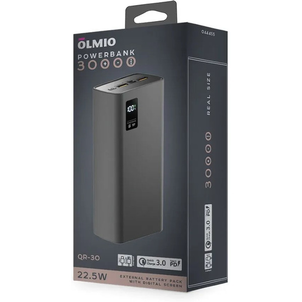 Внешний аккумулятор OLMIO QR-30 (044455) серый