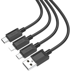 Кабель Hoco X74 USB Type-A - microUSB/USB Type-C/Lightning (1 м, черный)