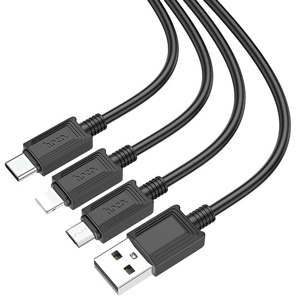 Кабель Hoco X74 USB Type-A - microUSB/USB Type-C/Lightning (1 м, черный)