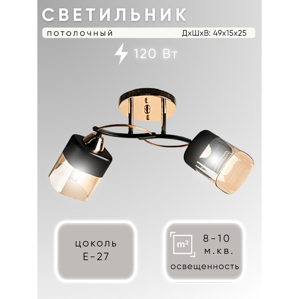 Потолочный светильник Aitin-Pro НПБ 02-2x60-101 / 7570/2 (золото/черный)
