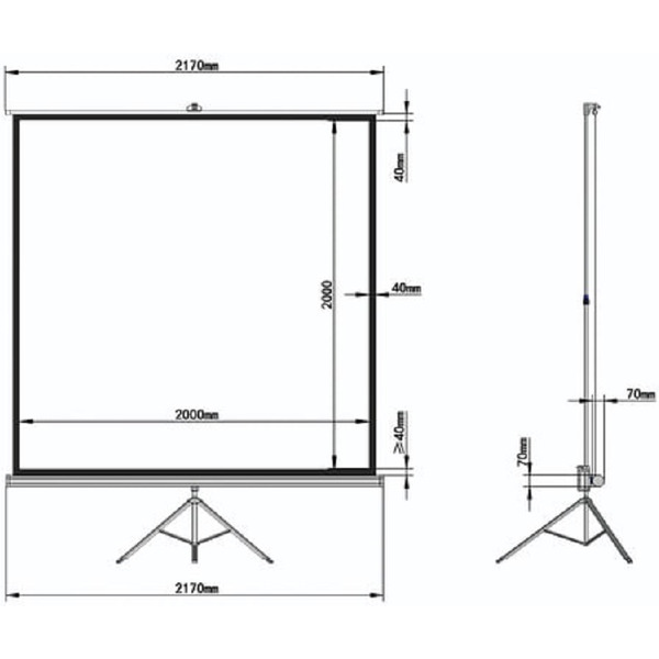 Экран проекционный на треноге BRAUBERG TRIPOD (200х200см), матовый