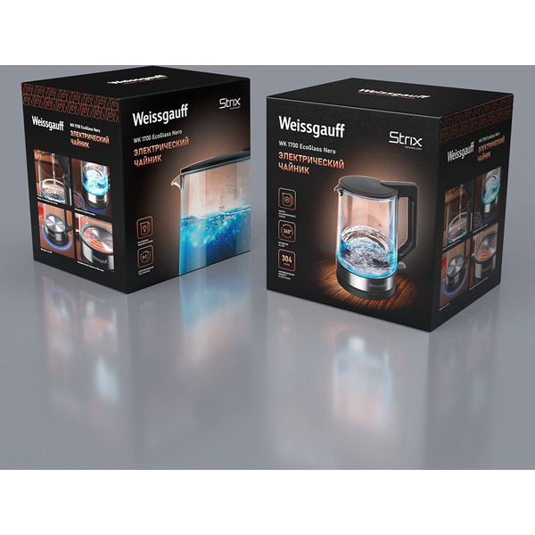 Электрочайник WEISSGAUFF WK 1700 EcoGlass Nero