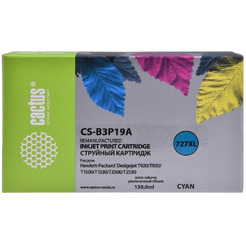 Картридж струйный Cactus CS-B3P19A №727 голубой (130мл) для HP DJ T920/T1500