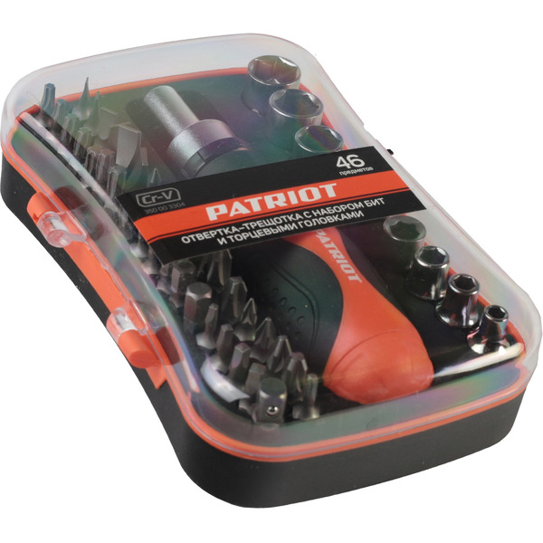 Отвертка-трещотка с битами и торцевыми головками Patriot SPS-46 (46 предметов)