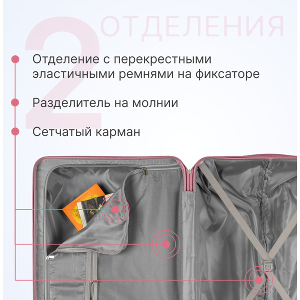 Чемодан на колесах DoubleW Zuna (L, розовый)