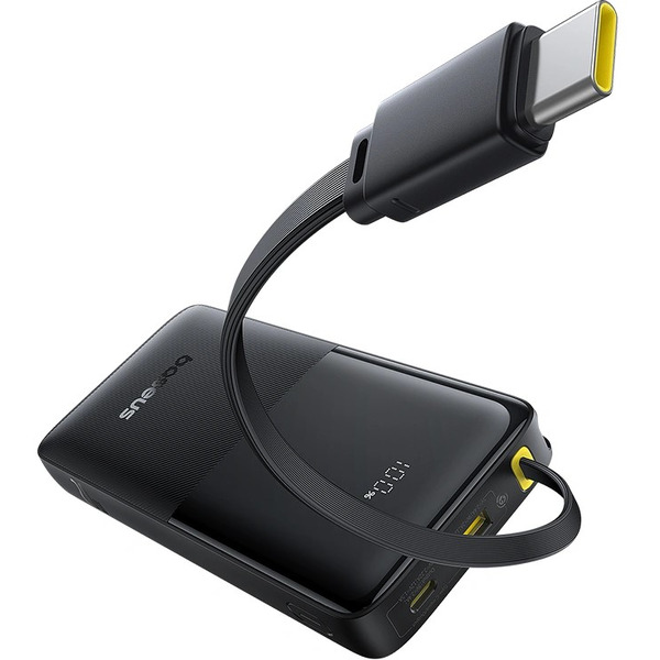 Внешний аккумулятор Baseus Bipow 2 Digital Display Power Bank With Built-in USB-C Cable 10000mah 20W (черный)