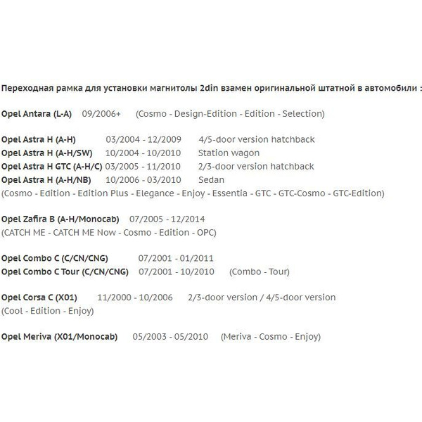 Рамка Incar ROP-N07 (OPEL Vectra, Corsa-D, Zafira, Agila, Astra-H)