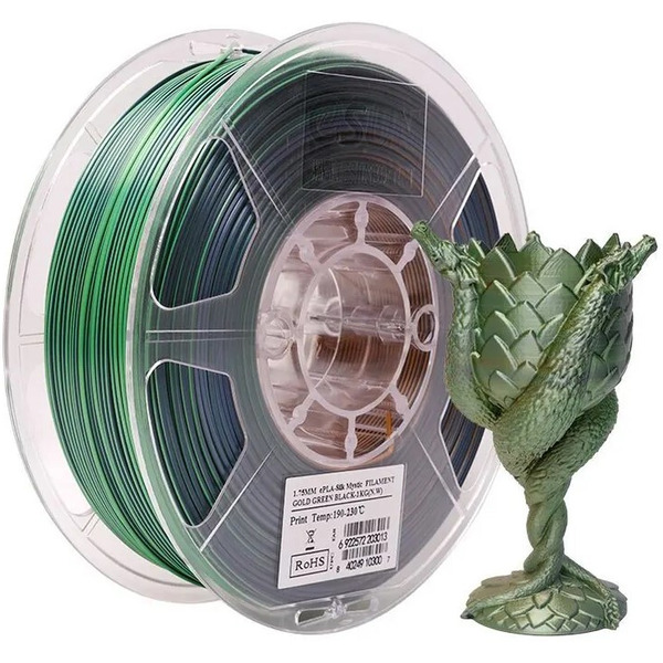 Пластиковая нить ESUN ePLA-Silk Magic filament 1.75 мм 1кг (золотой, зеленый, черный)