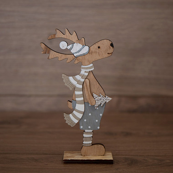 Деревянная фигурка с подсветкой NEON-NIGHT Рождественский Олень Синий 504-005