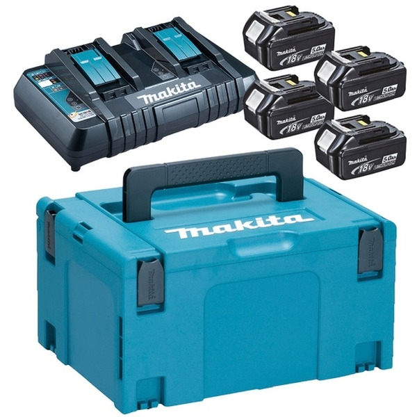 Набор MAKITA: Комплект аккумуляторов BL1850B + зарядное устройство DC18RD в кейсе (198312-4)