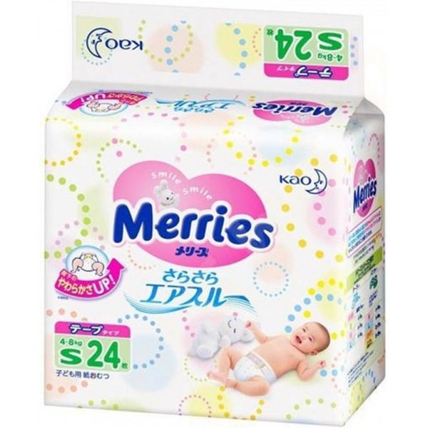 Подгузники Merries S (4-8 кг) 24 шт 394615
