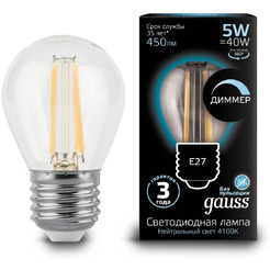 Светодиодная лампочка Gauss E27 5 Вт 4100K 105802205-D