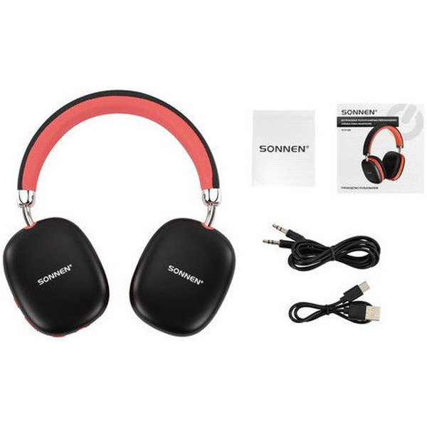 Наушники Sonnen HP-B12BR 514128 (черный/красный)