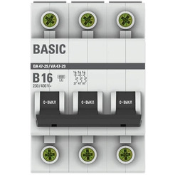 Выключатель автоматический EKF 3P 16А (B) 4,5кА ВА 47-29