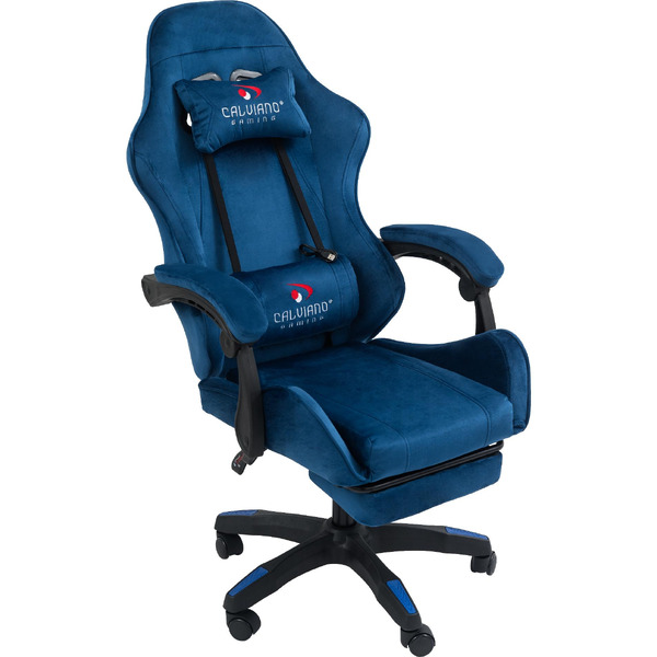 Вибромассажное кресло Calviano 1584 (велюр, синий)