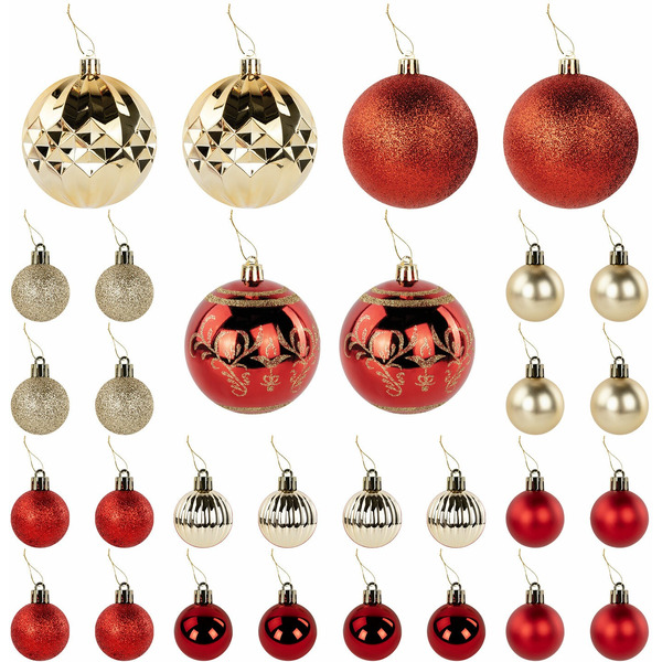 Шары ёлочные Золотая сказка 592168 (30 шт, красный/золотой)