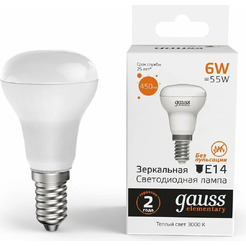 Светодиодная лампочка Gauss Elementary R50 6W 450lm 3000K E14 LED 63116