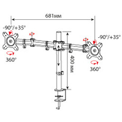 Кронштейн для мониторов Cactus CS-VM-D29-BK