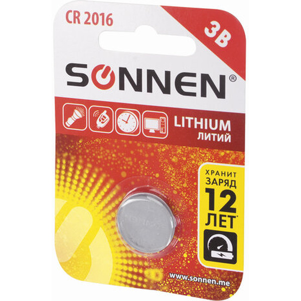 Батарейка Sonnen CR2016 литиевая (1 шт)