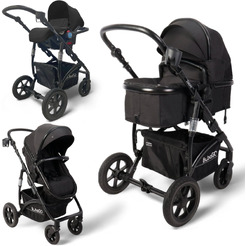 Коляска детская BubaGo Zoom BG 196-1 (3в1, Черный)