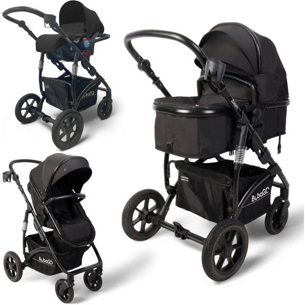 Коляска детская BubaGo Zoom BG 196-1 (3в1, Черный)