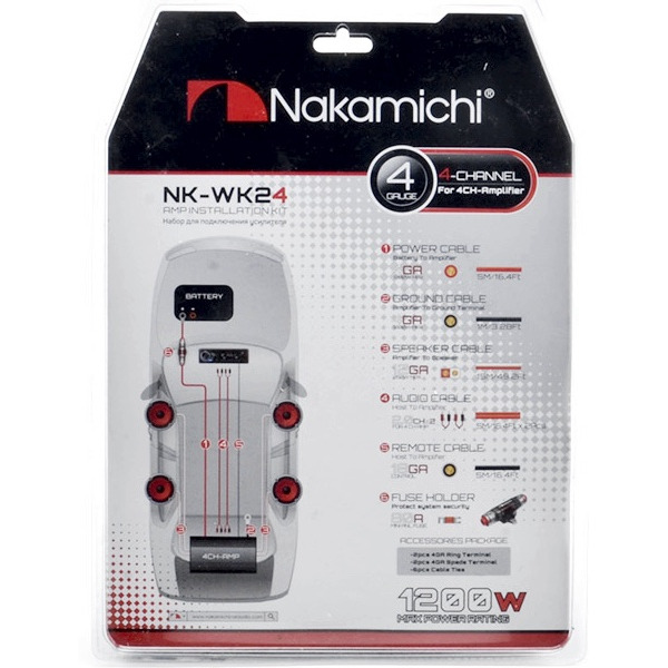 Набор проводов для подключения 4-канального усилителя 4Ga NAKAMICHI NK-WK24