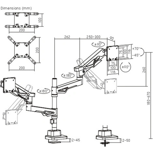 Кронштейн для мониторов Ultramounts UM742BW