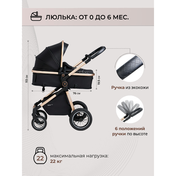 Детская универсальная коляска Sweet Baby Ranger 3в1 (Neo Black Gold)