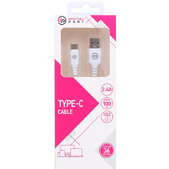 Кабель DigitalPart TC-307 USB Type-A - USB Type-C (1 м, белый)