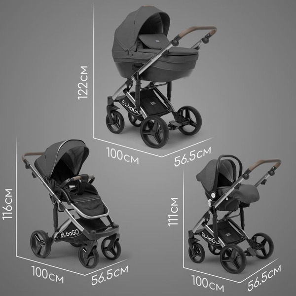 Детская универсальная коляска Bubago Rosano 3 в 1 BG 164-2 (темно-серый)